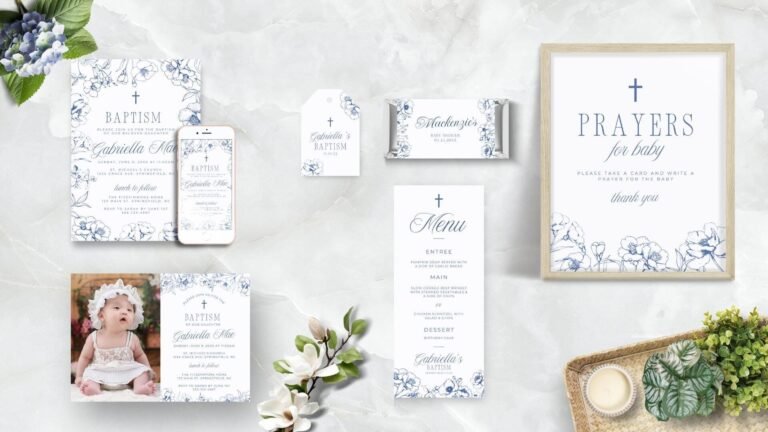 Blue Floral Baptism Collection: Stationery That Feels As Sacred As the Day
